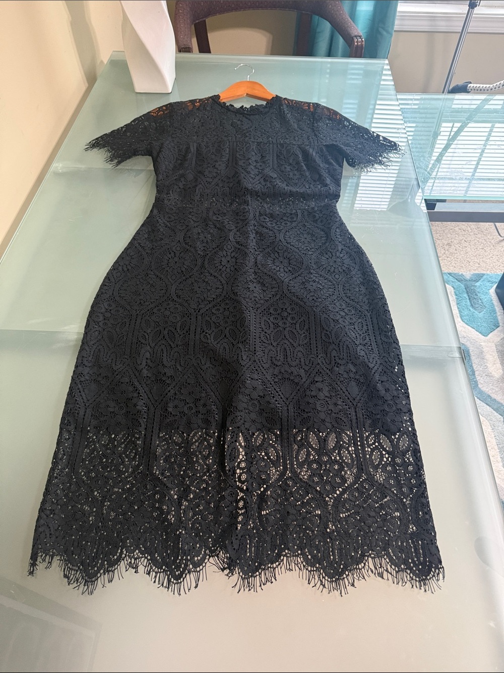 Lulus Dress Black Lace Midi Dress Size M Wedding Guest Dress